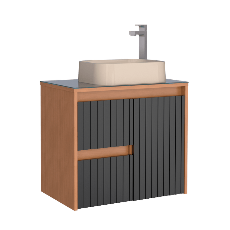 Gabinete para Banheiro de Madeira Kyoto 60cm Preto Cozimax (COD 23887)